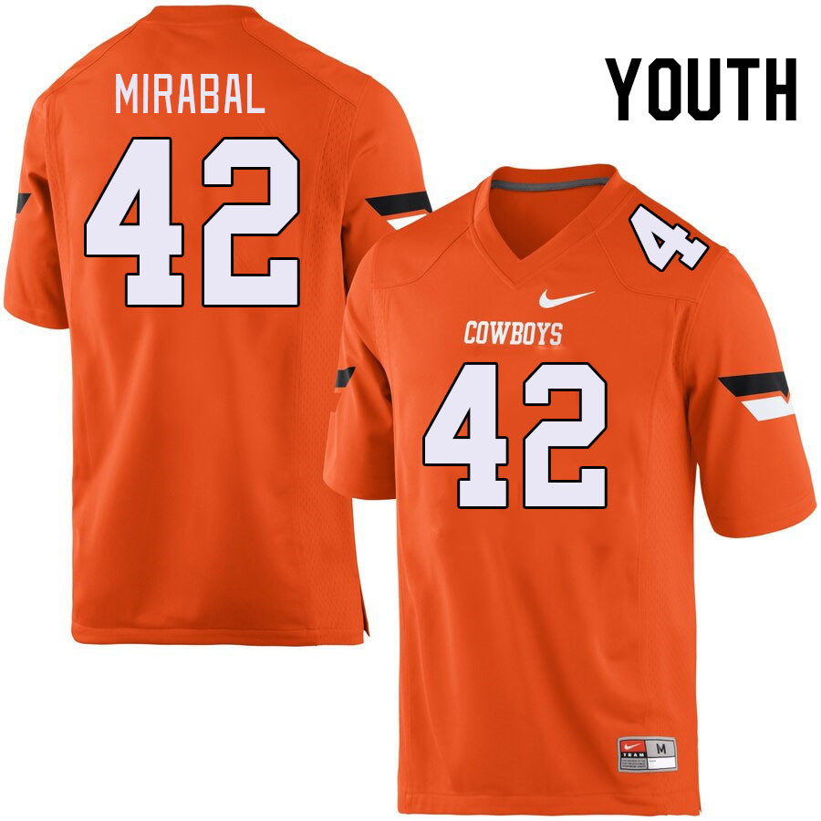 Men #42 Grant Mirabal Oklahoma State Cowboys College Football Jerseys Stitched Sale-Orange - Click Image to Close